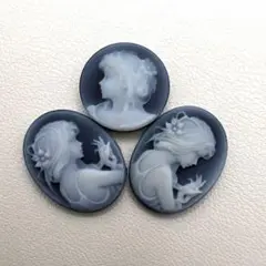 メノウカメオ　20×15㎜　2ps 直径16.1㎜　1ps 計3ps