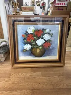 山田茂人 花 油彩画 8号 額装 サイン有 静物画 日展 光風会 洋画 油絵 山田茂人 花 油彩画 8号 額装 サイン有 静物画 日展 光風会 洋画 油絵