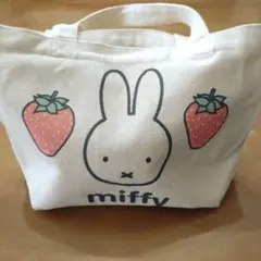 ミッフィー イチゴ柄 小型トートバッグ