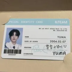 ゆ*ぴ様 &TEAM　ユウマ　ID カード　韓国　ポップアップ　yuma　購入特
