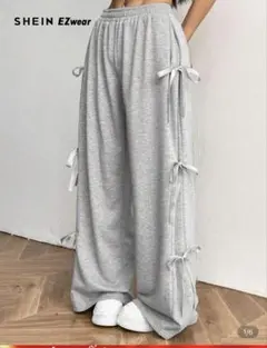 SHEIN EZwear リボンデザイン ワイドレッグ スウェットパンツ