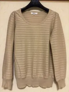 NATURAL BEAUTY BASIC ベージュ ストライプ ニット M