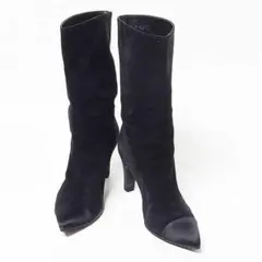 美品 CHANEL シャネル ロングブーツ ネイビー スウェード 36C 美品 CHANEL シャネル ロングブーツ ネイビー スウェード 36C