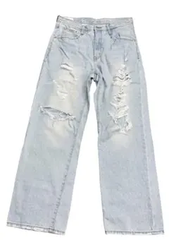 WEGOダメージ加工 ワイドレッグデニムパンツLサイズ