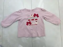 ビケットクラブ　ピンク リボン刺繍 バルーンスリーブ Tシャツ 95cmのサムネイル