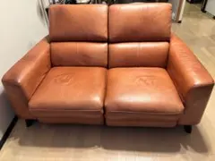 ブラウンレザー リクライニングソファ 2人掛け