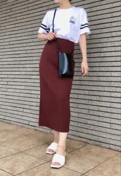 新品タグ付きストレッチダブルフェイスナロースカート（丈標準80～84cm） S