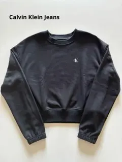 Calvin Klein Jeans CKロゴ クロップドスウェット 黒 Mのサムネイル