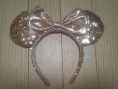リボン付き　ミニー　耳カチューシャ　スパンコール　ピンク