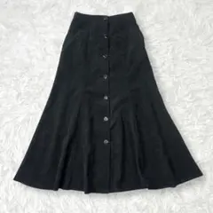 ジーユー　ライトコーデュロイマーメイドスカート　M フレア　黒　フロントボタン