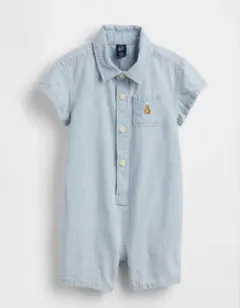 【美品】baby GAP ポケットショートカバーオール デニムロンパース 60のサムネイル