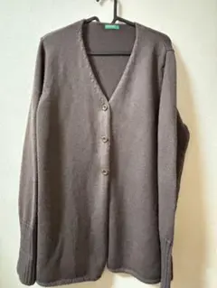 BENETTON ブラウン Vネック ニットカーディガン Lサイズ