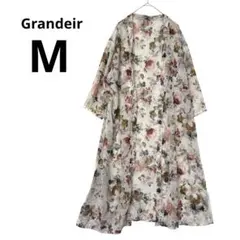 Grandeir 花柄 シフォン ロングカーディガン 日焼け対策 冷房対策 Mのサムネイル