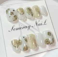 サイズオーダー！上品薔薇のフラワーネイルチップ