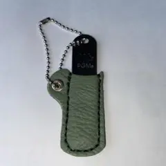 ゴルフ　グリーンフォークケース　 革製品　チェーン付き