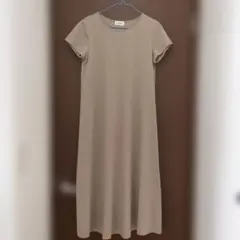 カ—キ　半袖カットソーワンピース フロントタック付き