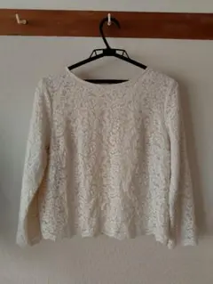 アイボリー レース 長袖 シャツ 40/L