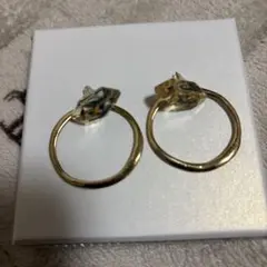 ゴールドフープ透明装飾ピアス