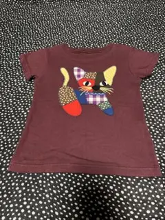 チーキーリーベリーパッチワーク風 猫デザイン Tシャツ ボルドーのサムネイル