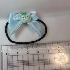 水色リボンヘアゴム