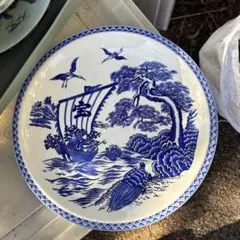 染付 山水画 大皿 陶磁器 40cm - メルカリ