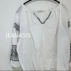 【超美品】 JEANASIS ジーナシス ヒッピー 白 刺繍 夏 トップス 柄