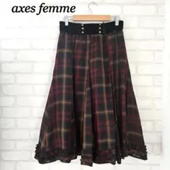 axes femmeアクシーズファム　チェック柄フリルフレアスカート