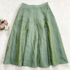 【インデックス】 ステンカラー タックフレアスカート (L) 新緑 上品のサムネイル
