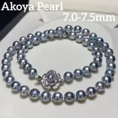 【テリ最強✨】あこや真珠 ネックレス パール 約7.5mmブルーグレー 本真珠