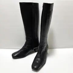 美品☆Freach＊レザーロングブーツ＊ブラック　24.5