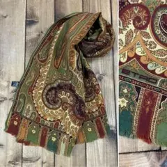 イタリア製 ETRO ペイズリー柄 ストール シルク ウール イエロー