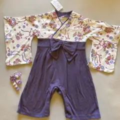 新品　袴ロンパース　髪飾りセット　80