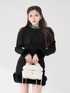 ビジューケープニットミニワンピース　ダーリッチ　Darich