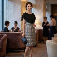 G9847*コッコルーシ☆東京ソワール☆ワンピース☆総レース☆黒フリル☆9AR