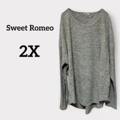 Sweet Romeo 【2X】グレー トップス 長袖Tシャツ