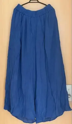 ブルー ワイドパンツ ゴムウエスト
