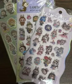 ラブブ　3種セット　ボンボンドロップシール風　3Dシール　キラキラ