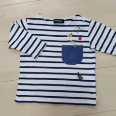 クレードスコープ 虫 刺繍 ボーダーＴシャツ 80