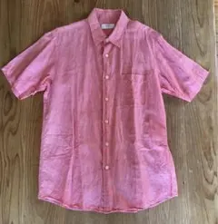 UNIQLO ユニクロ リネンシャツ コットンシャツ 半袖シャツ ピンク L