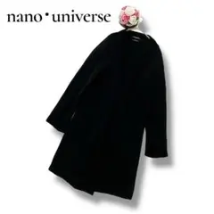 ナノユニバース　レディース　長袖ロングカーディガン　ブラック　黒　M コットン