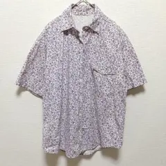 ❤極旬 海外古着 小花柄 総柄 半袖シャツ Y2K レトロ パープル L相当