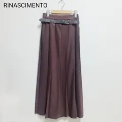 RINASCIMENTO ベルト付 プリーツロングスカート ボルドー S