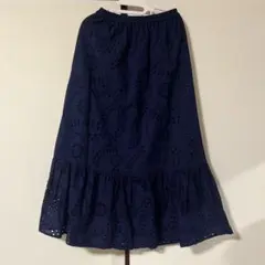 GU ネイビー 刺繍スカートM