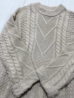 Chico ベージュケーブルニットセーターワンピース