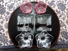 花形ガラス食器セット 6点（小樽北一硝子、HOYA硝子）