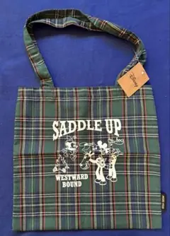 ディズニー　Disney トートバッグ　タータンチェック　ミッキー　ミニー