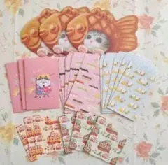 たい焼き猫デザイン メモ帳セット 5冊