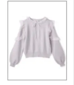 グレイル　GRL チュールフリルリボンニットトップス ラベンダー