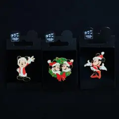 ディズニーストア　サンタクロース　コスチューム　ミッキー　ミニー　ピン　3個