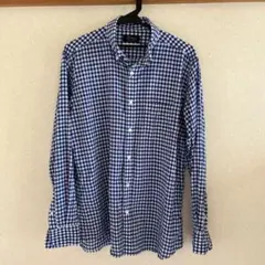 Navy プレミアム Lサイズ リネンチェックシャツのサムネイル